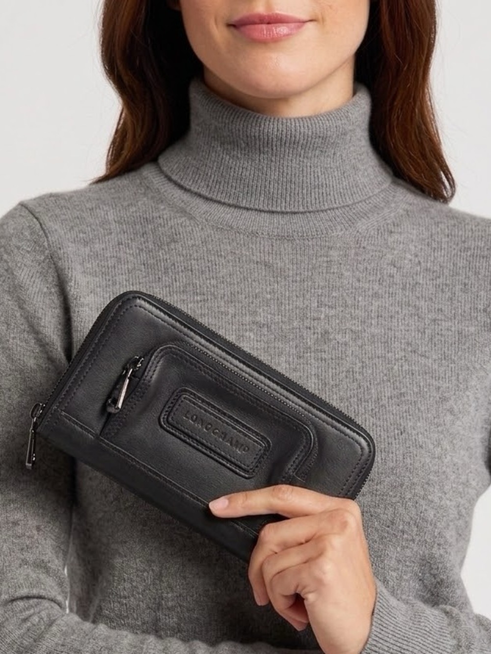 LONGCHAMP $250 • Vintage late 90s • Cavalier Black Leather Continental Wallet